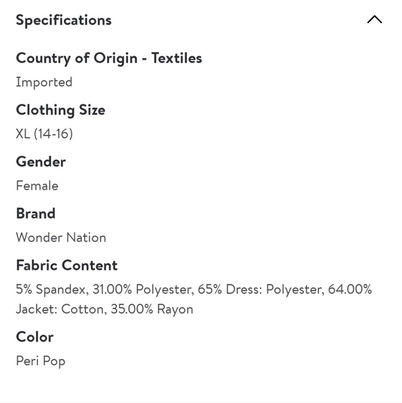 🆕️ Wonder Nation Jacket Dress Set Size 14-16 - Picture 6 of 6